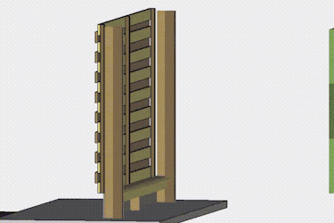 Støjhegn: Når beklædningen er pillet af, kan man se de tre lag isolering. Støjhegn: Når beklædningen er pillet af, kan man se de tre lag isolering.